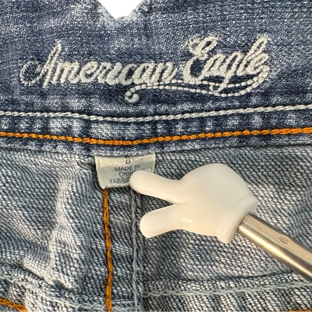 Y2K American Eagle Micro Mini Denim Skirt Low Rise Mallcore 2000s Size 8 VTG - Picture 6 of 10